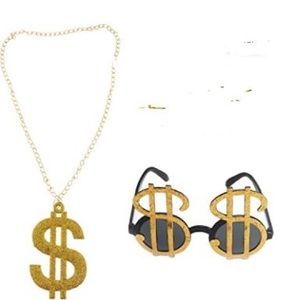 #77 Dollar Sign Sunglasses and Fake Gold Chain 💵